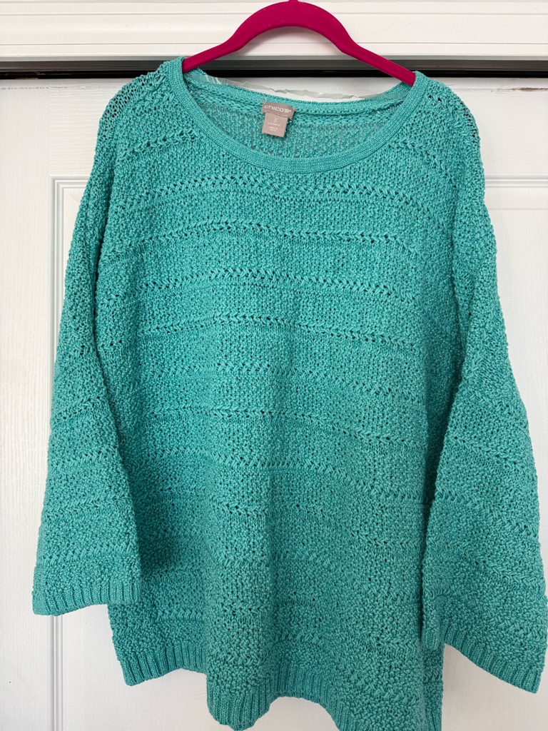 Chicos Teal Open-Knit Women’s Sweater